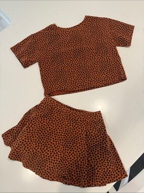 GAP Rust Brown and Black Floral Kids Skort Set